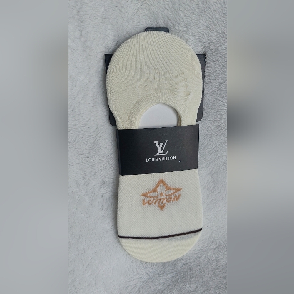 Cream and Tan Unisex Casual Socks Women Size 7-9